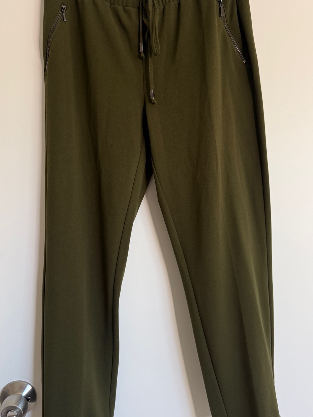 Olive Zip-Pocket Straight Leg Pants